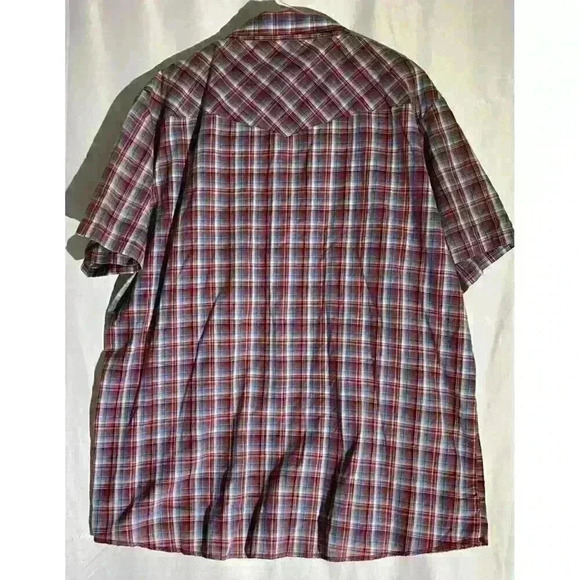 Wrangler Western Shirt Pearl Snap Short Sleeves Striped Collared Size 2XT Men's - Picture 7 of 7